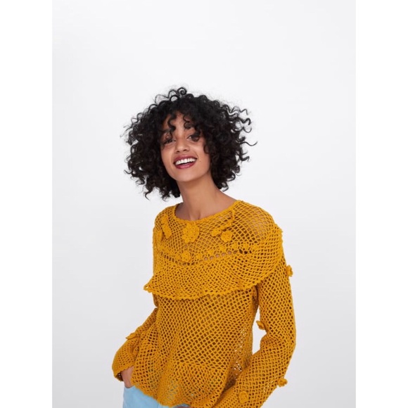 NWT! Ruffled Crocheted Sweater - Size Small - Picture 3 of 4